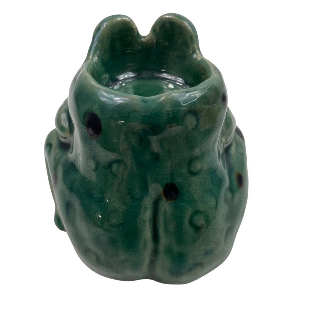 Vintage Ceramic Frog Votive Candle Holder Green & White - Picture 6 of 10